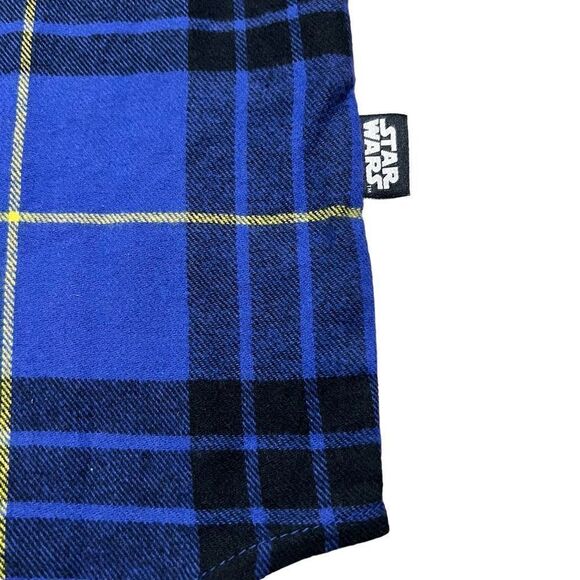 NWT Disney Shirt Mens Blue Flannel Star Wars Max Rebo Band Plaid Graphic Patch S - Picture 6 of 11